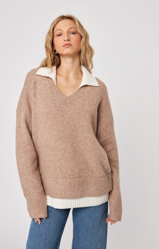 Tan/Cream Double Layer Sweater