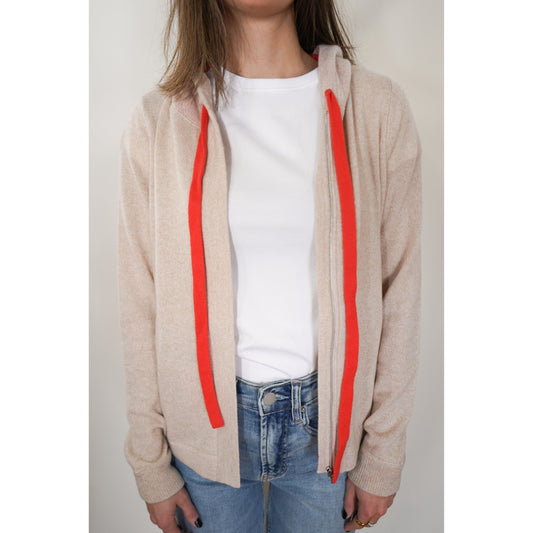 Tan/Orange Cashmere Zip-Up Hoodie