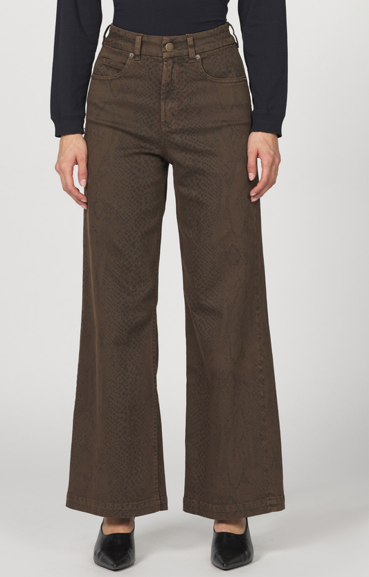 Taupe Snakeprint Wide Leg Jeans