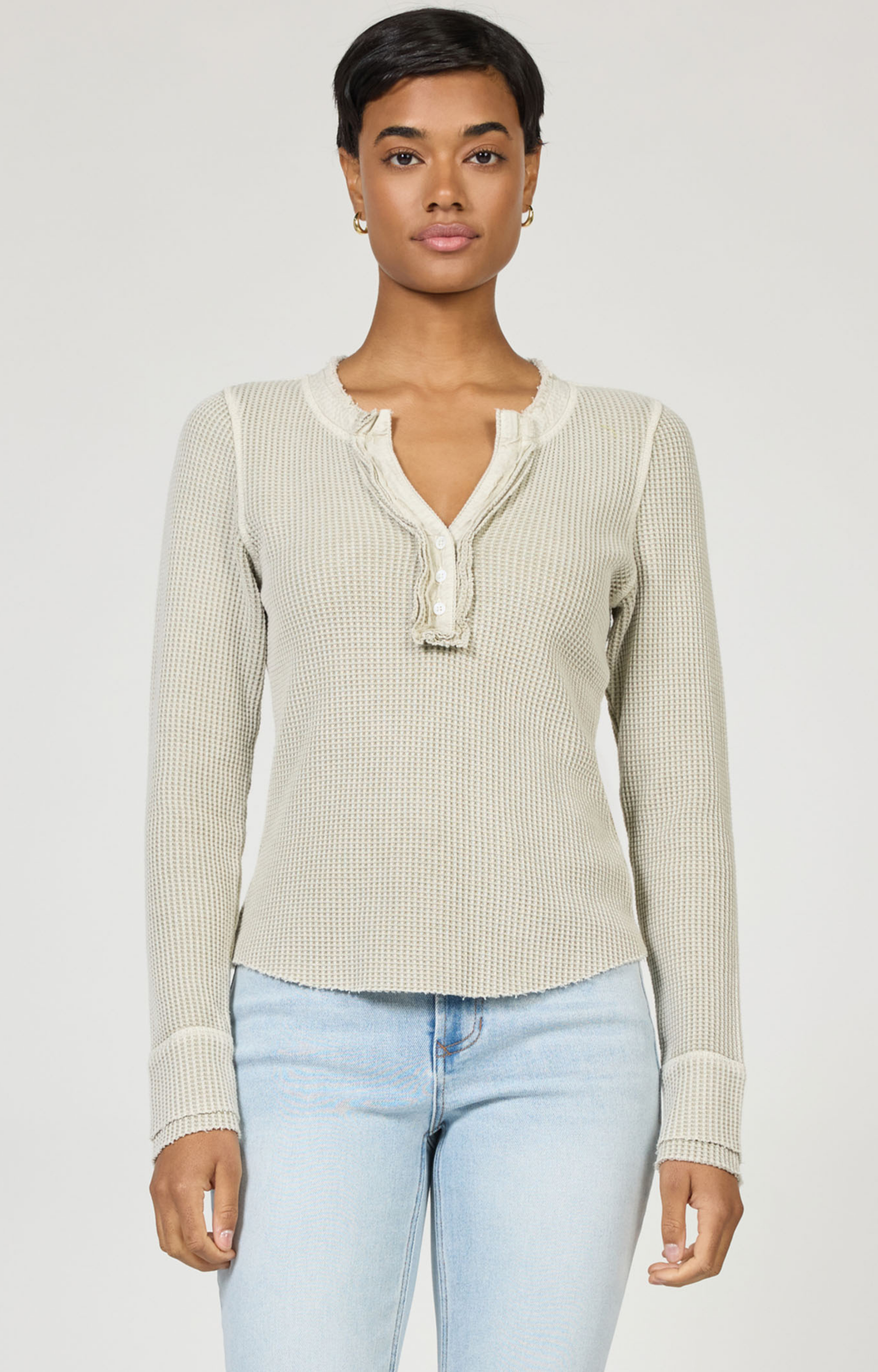 Thyme Notched Waffle Shirt