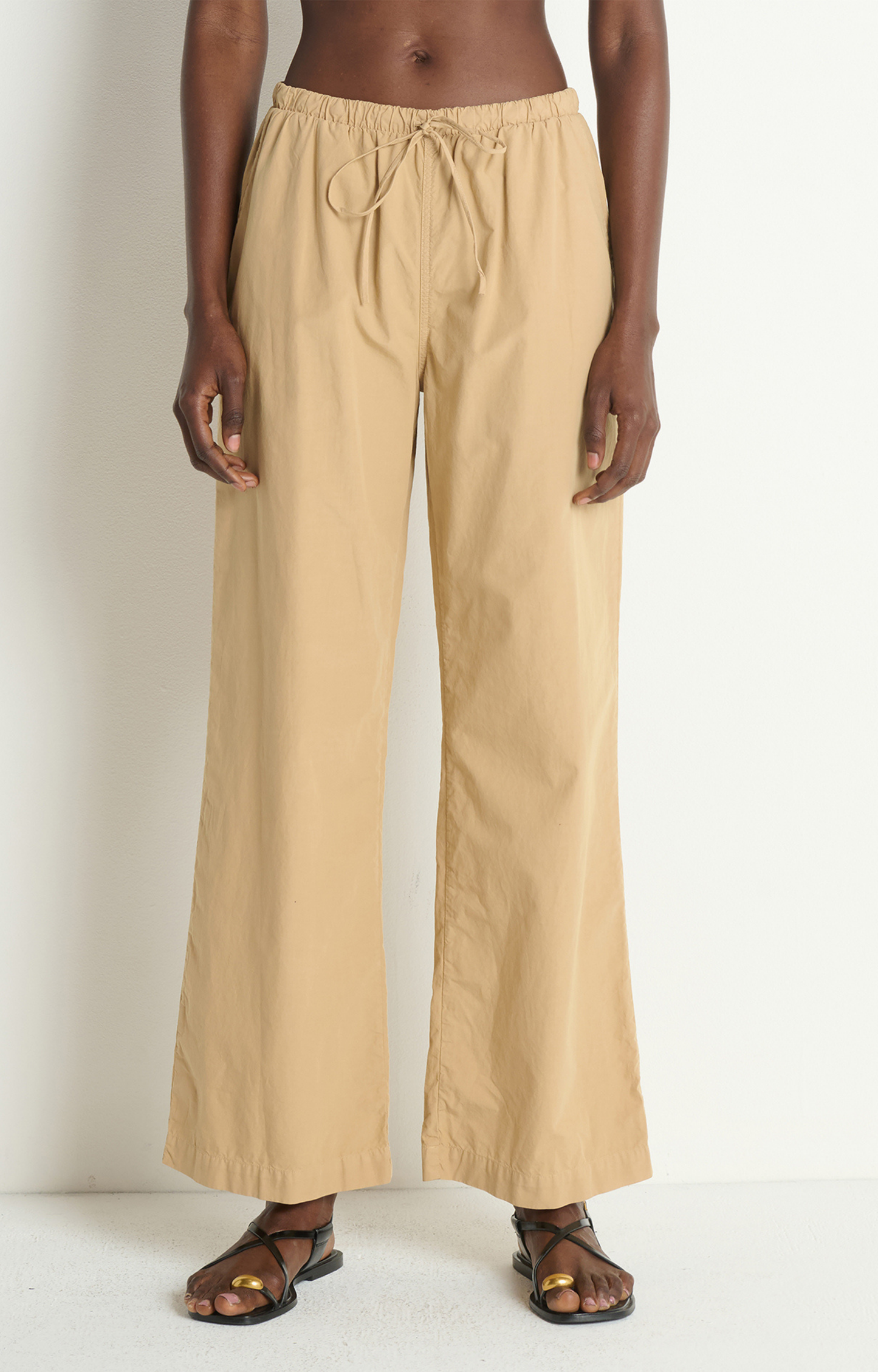 Toffee Cotton Tie Waist Pants