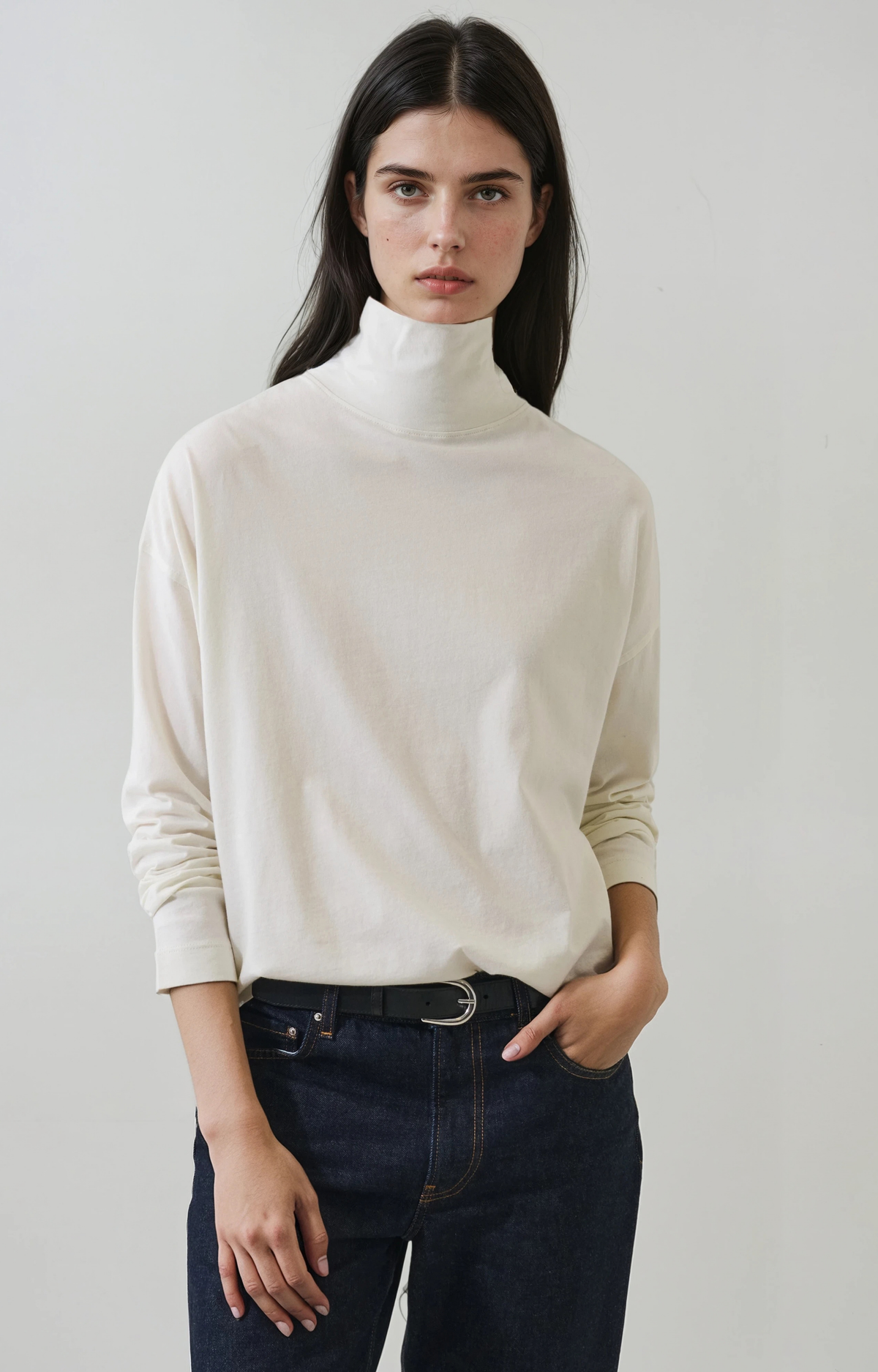Vanilla Organic Cotton Oversized Turtleneck