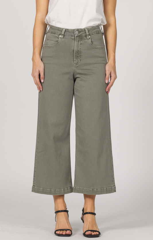 Vetiver Cropped Wide Leg Jean