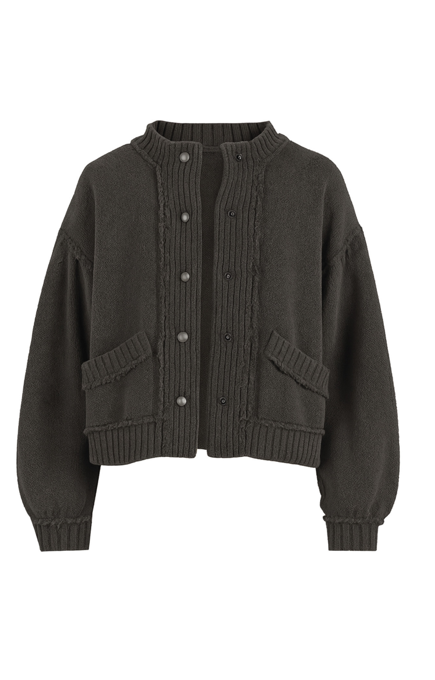 Washed Black Snap Front Sweater