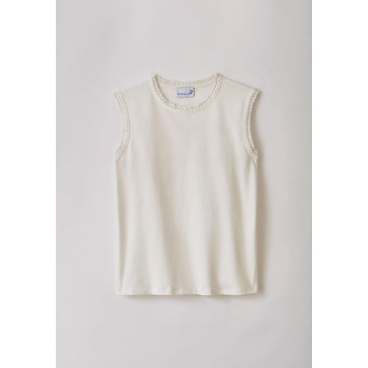 White Crochet Trim Tank