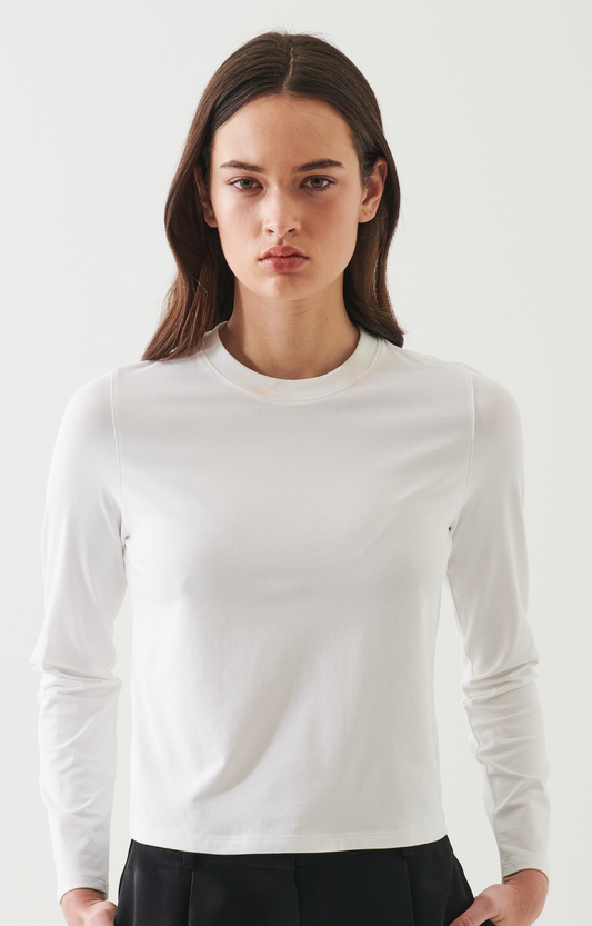 White Long Sleeve Skimming T-Shirt