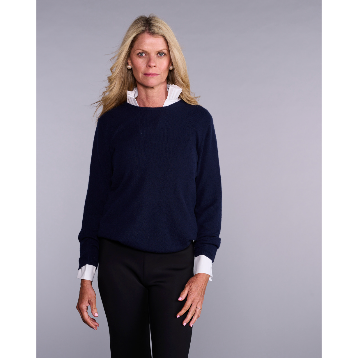 White Pleated Collar Button Down Shirt