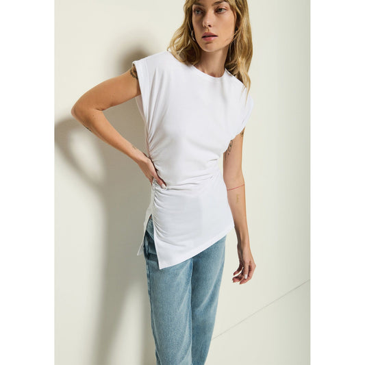 White Ruched Side T-Shirt