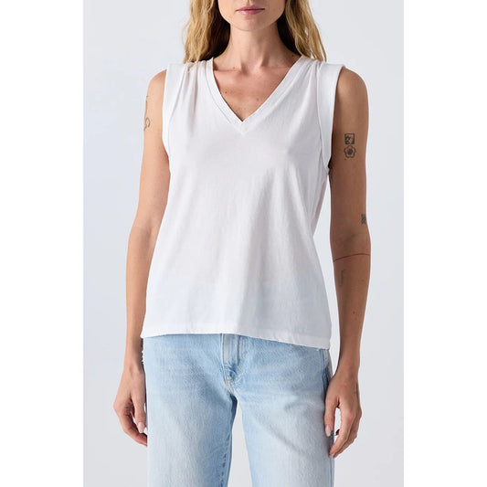 White V-Neck Tank