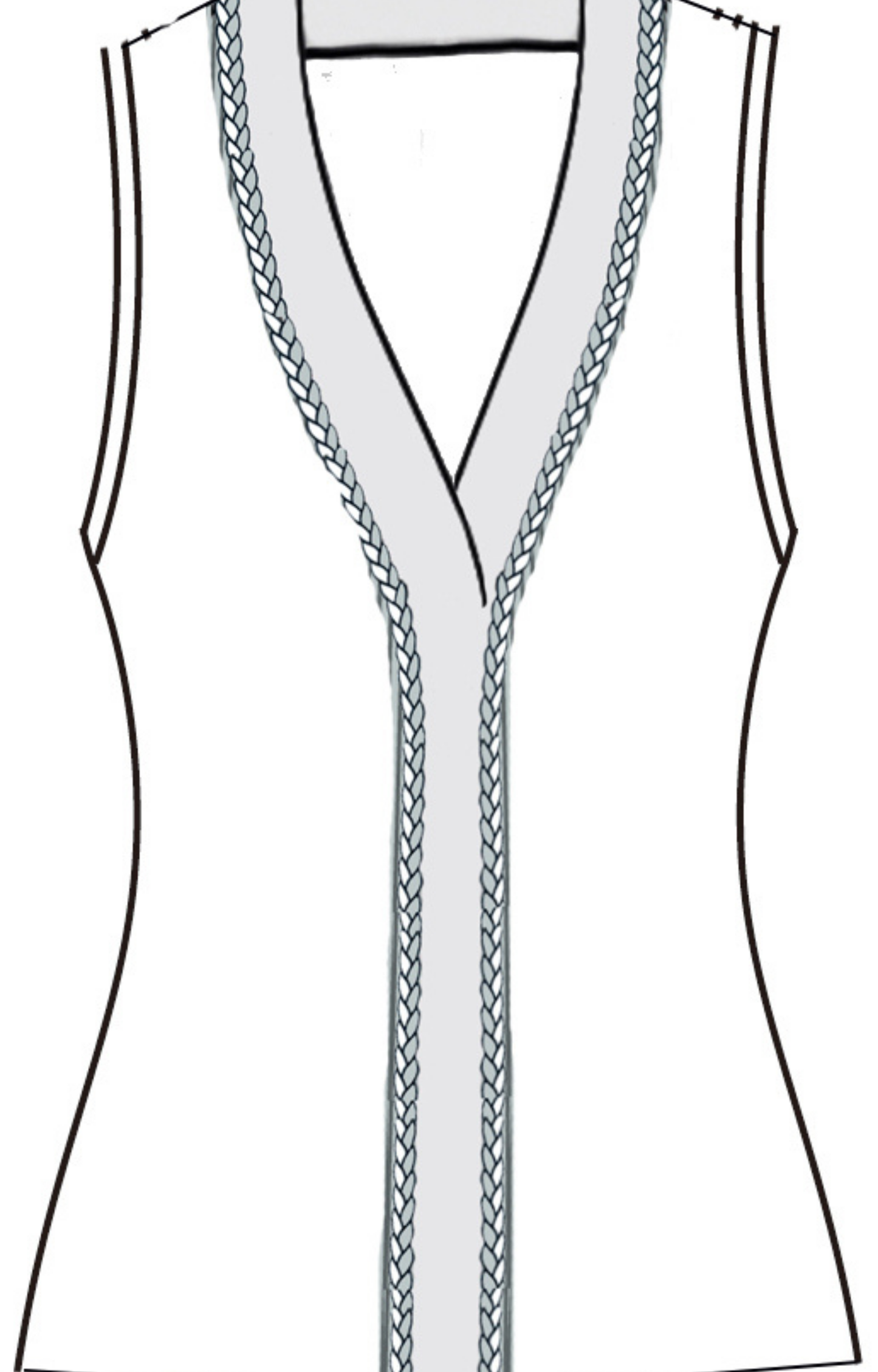 White/Grey Braid Trim Knit Top