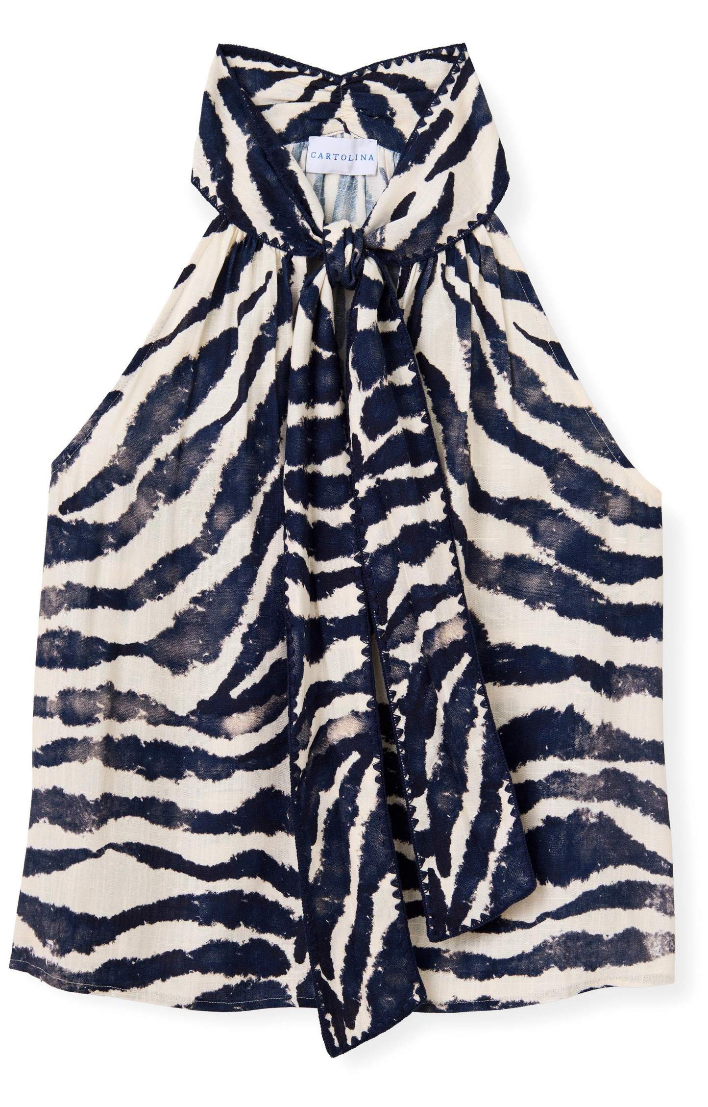 Zebra Sleeveless Tie Blouse