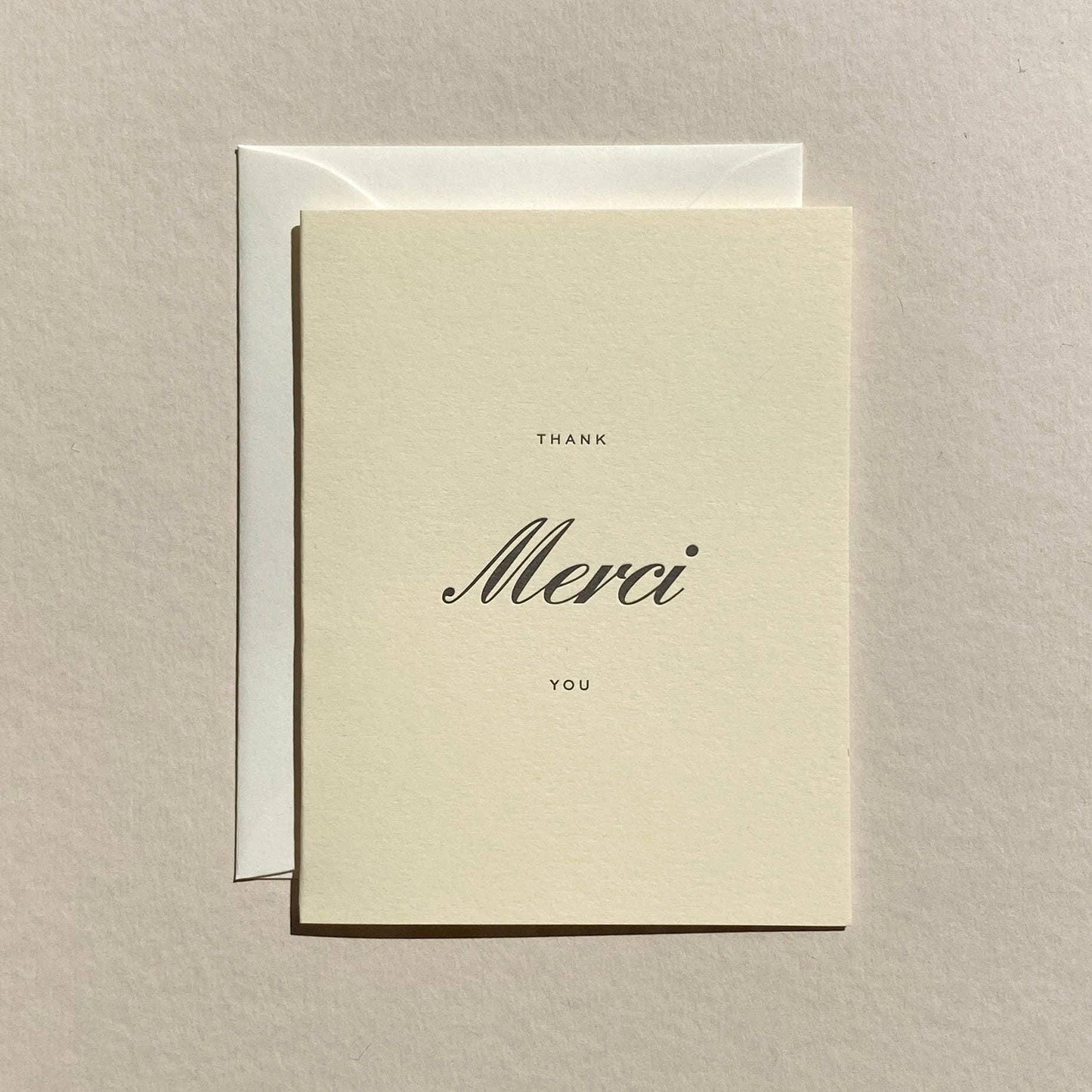 Merci Card - Cream Cursive