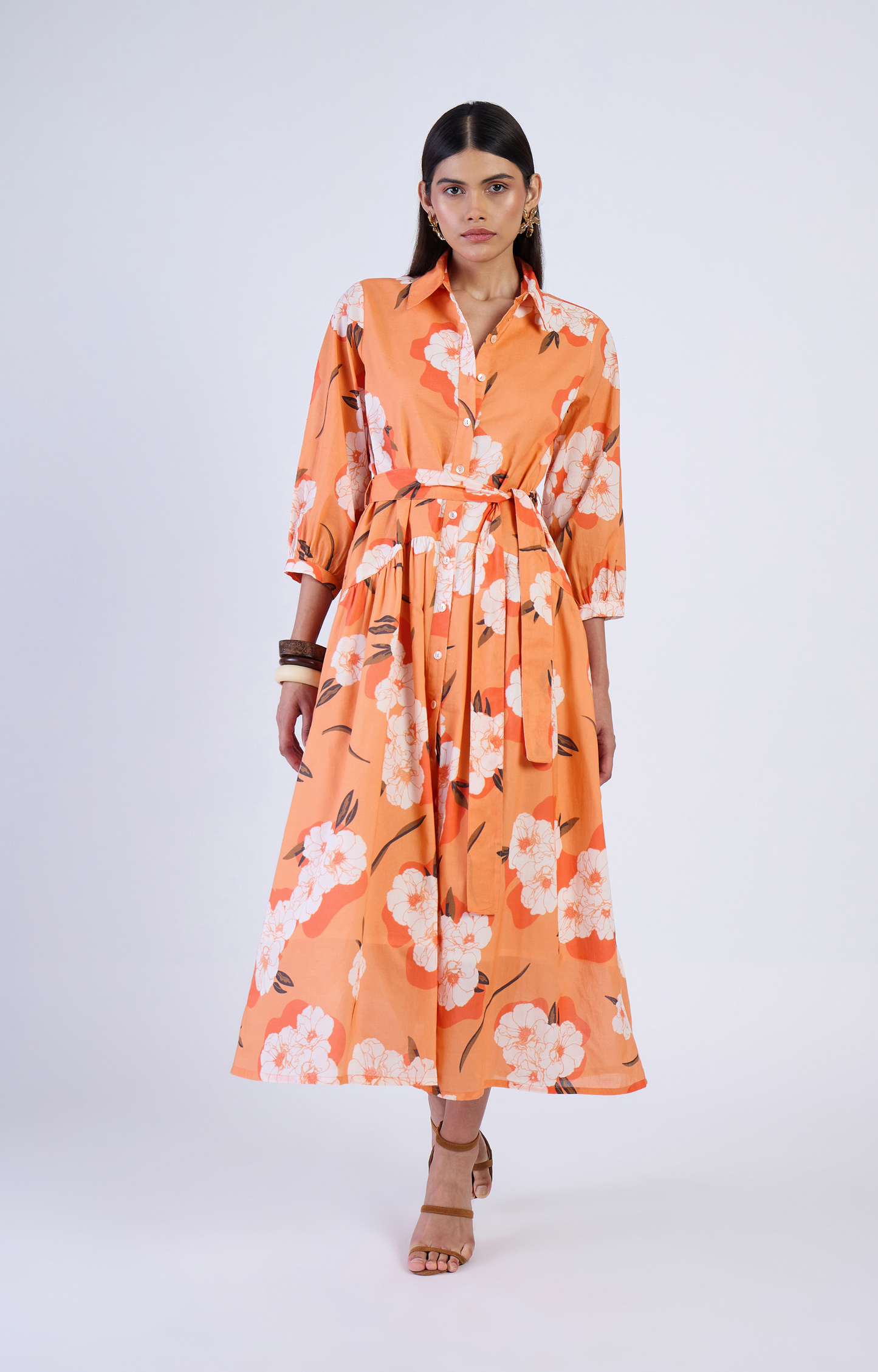 Ashburn Apricot Midi Dress