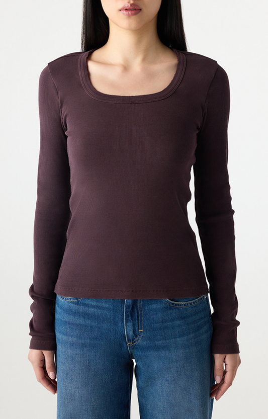 Auberine Square Neck Long Sleeve