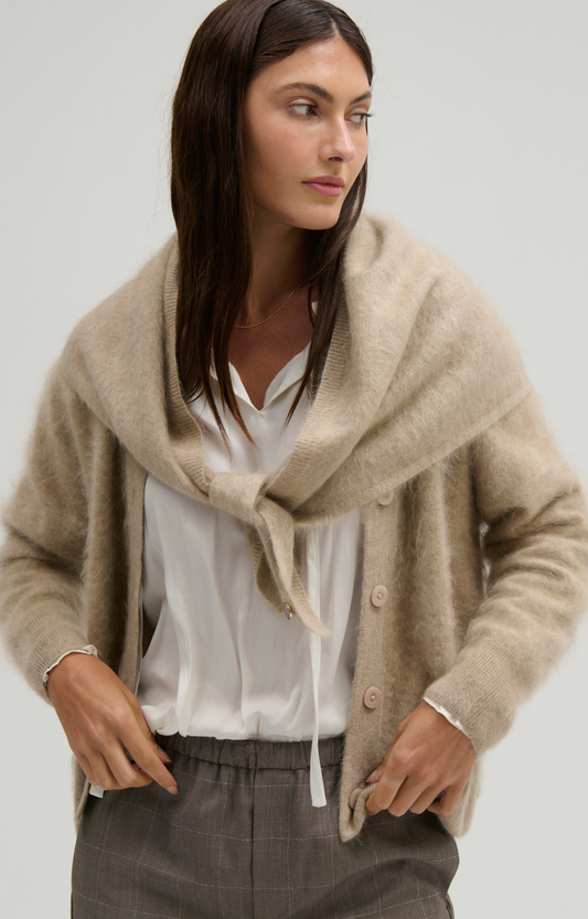 Beige Cashmere Triangle Scarf