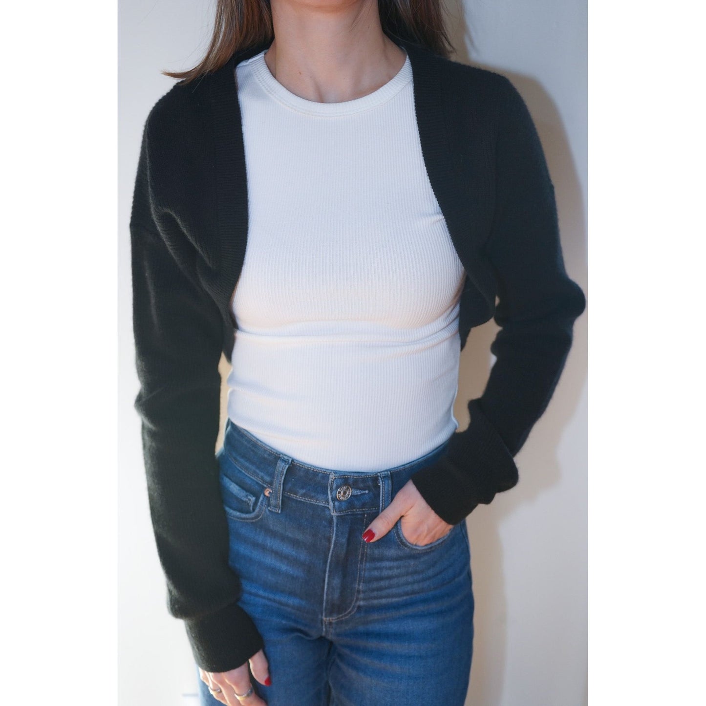 Black Cashmere Shrug Sweater