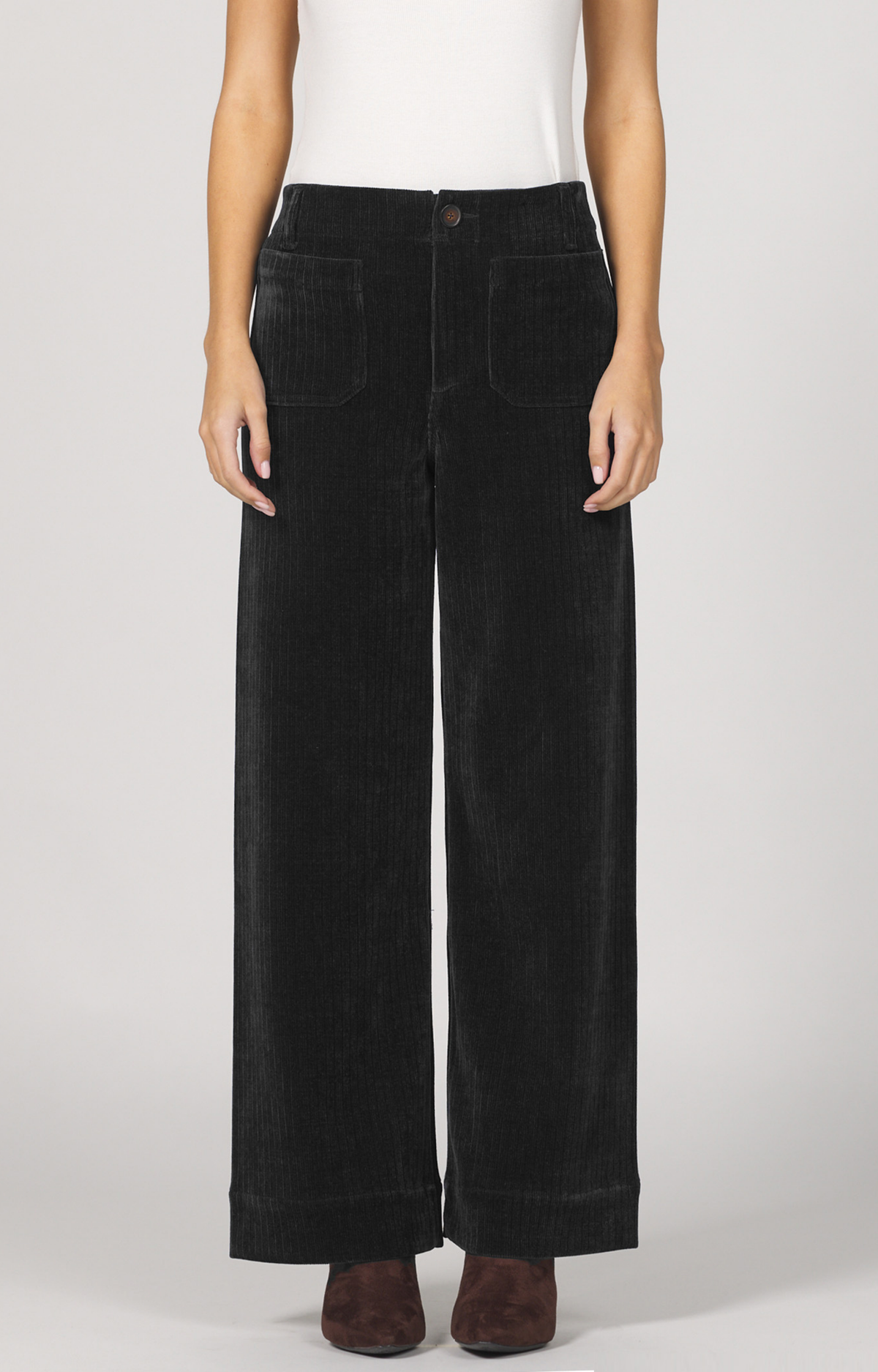 Black Corduroy Wide Leg Pants