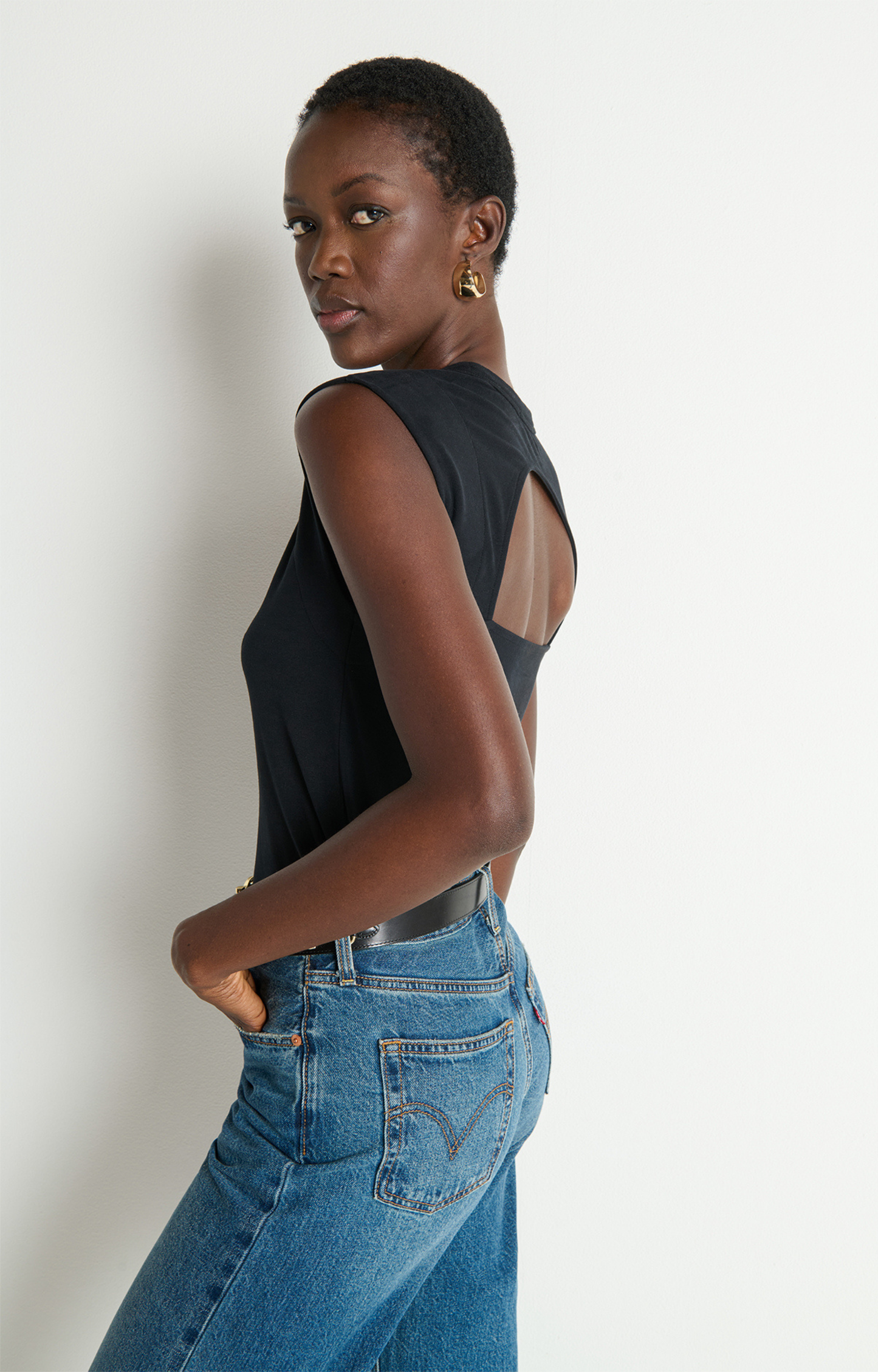 Black Cutout Back Top