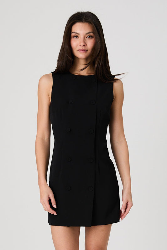 Black Double Breasted Mini Dress