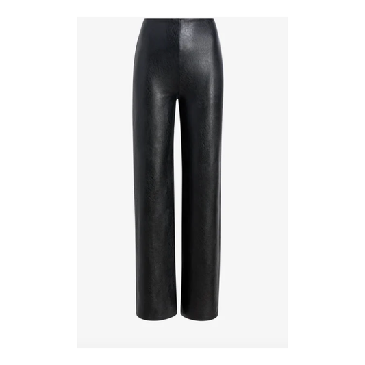 Black Faux Leather Wide Leg Pants