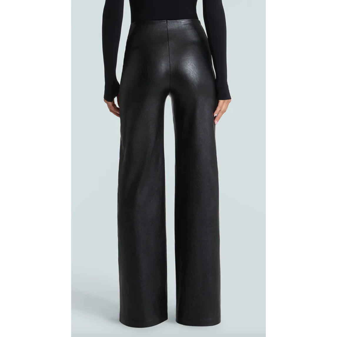 Black Faux Leather Wide Leg Pants