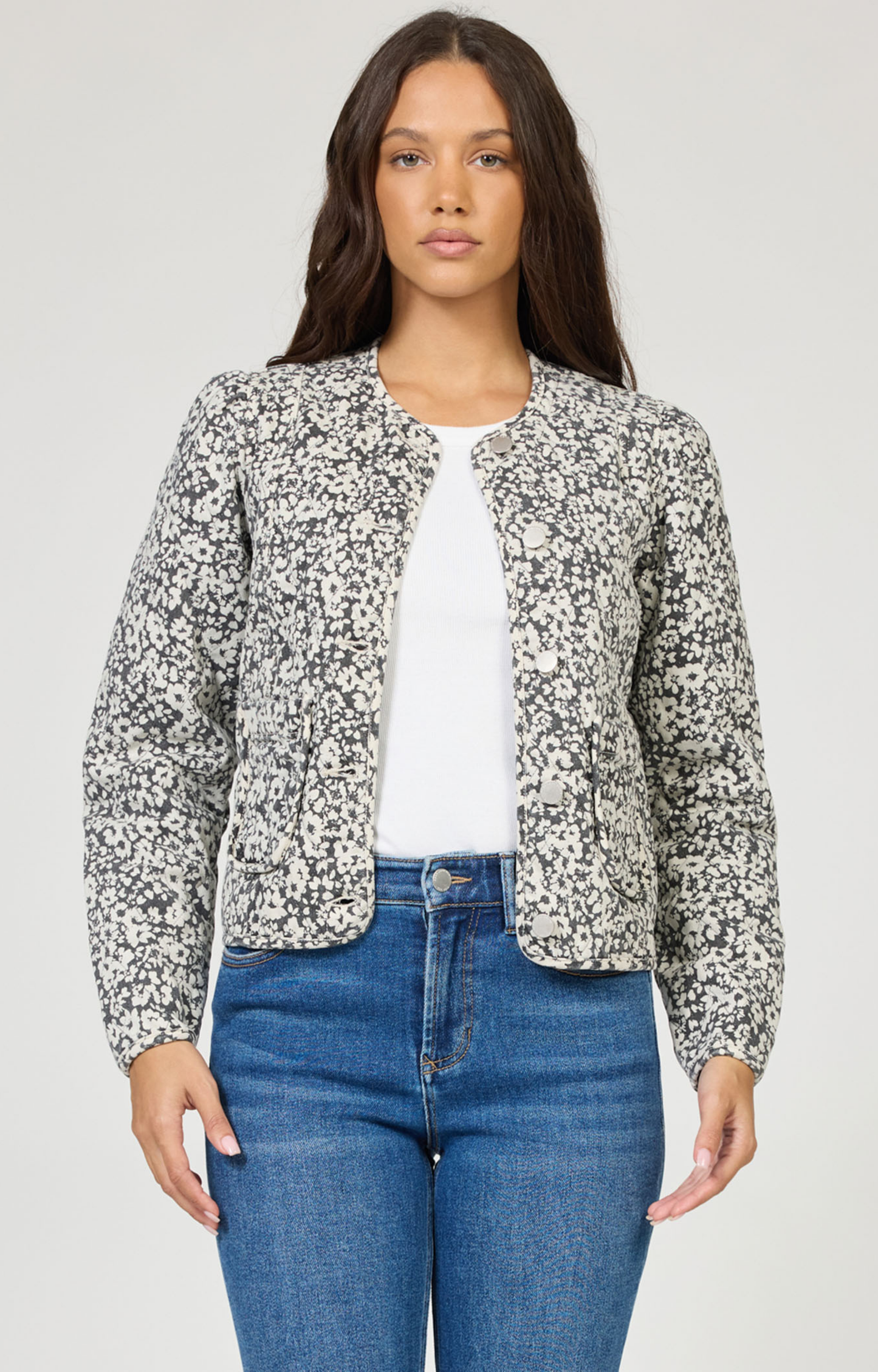 Black Floral Quilted Jacket
