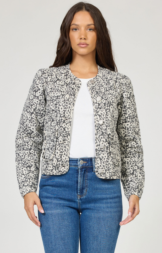 Black Floral Quilted Jacket