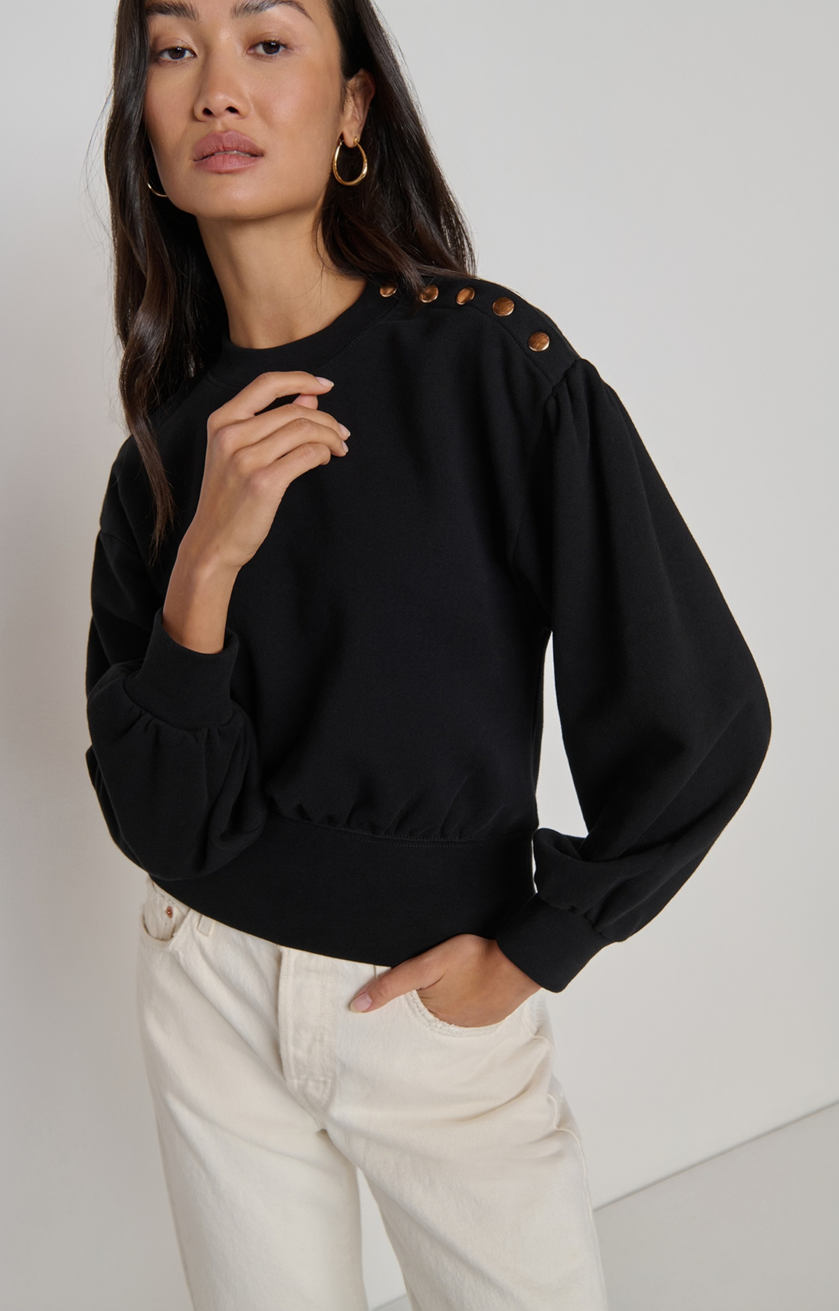 Black Gold Snap Sweatshirt