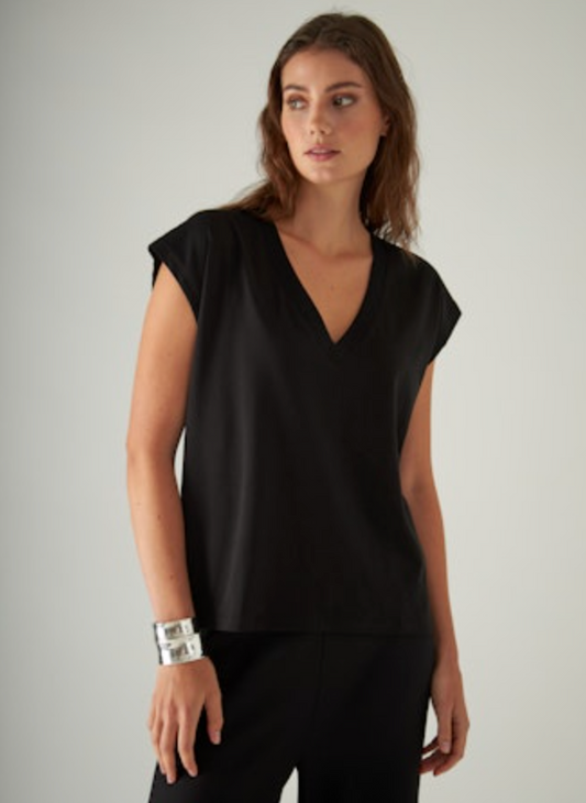 Black V-Neck Dolman T-Shirt