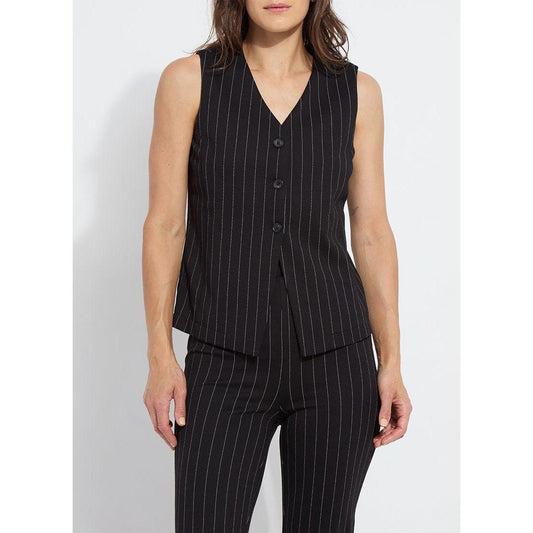 Black Pinstripe Suiting Vest