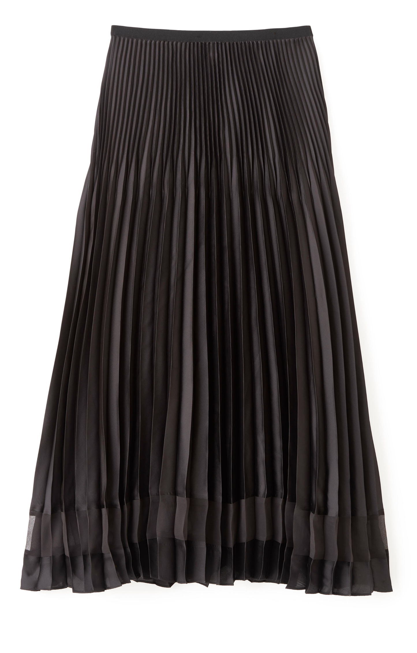 Black Pleated Midi Skirt