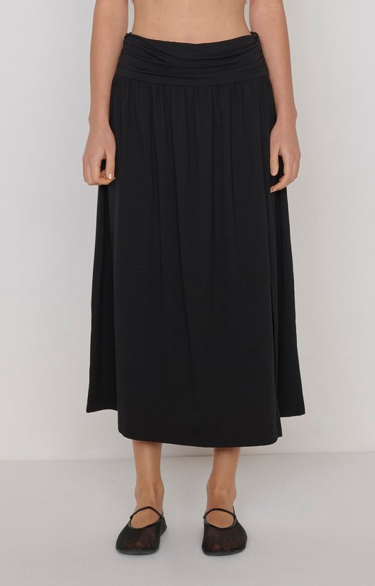 Black Ruched Waist Skirt