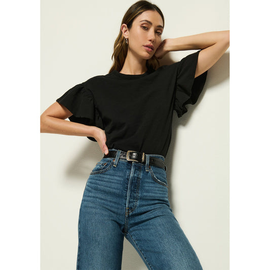 Black Ruffle Sleeve T-Shirt