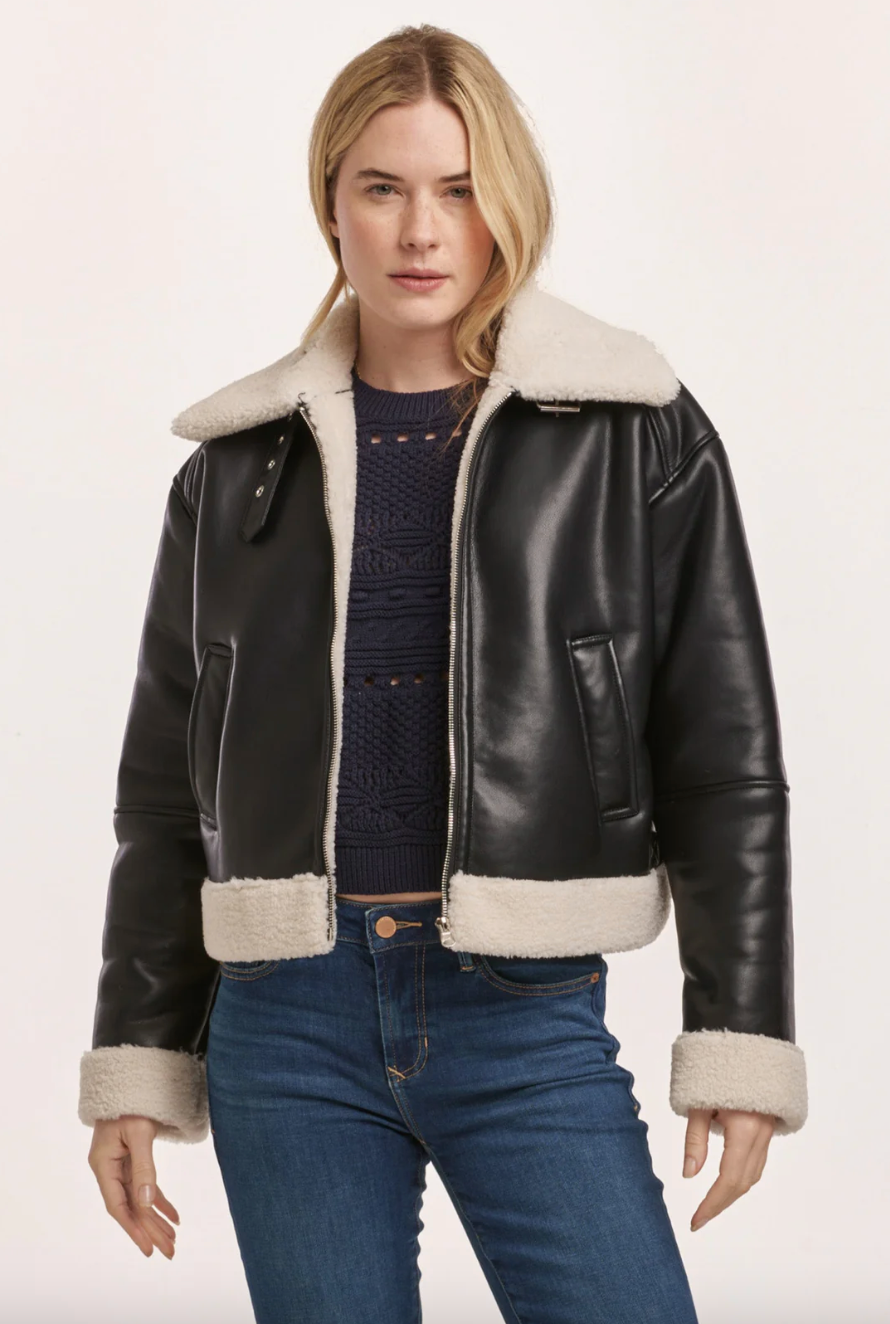 Black Sherpa Leather Jacket