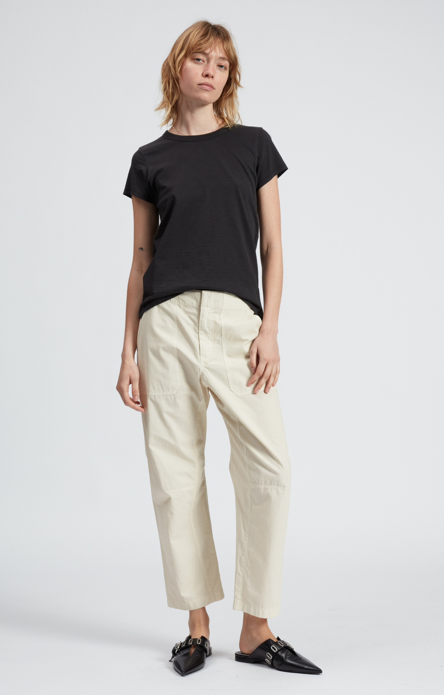 Black Slub Crewneck T-Shirt