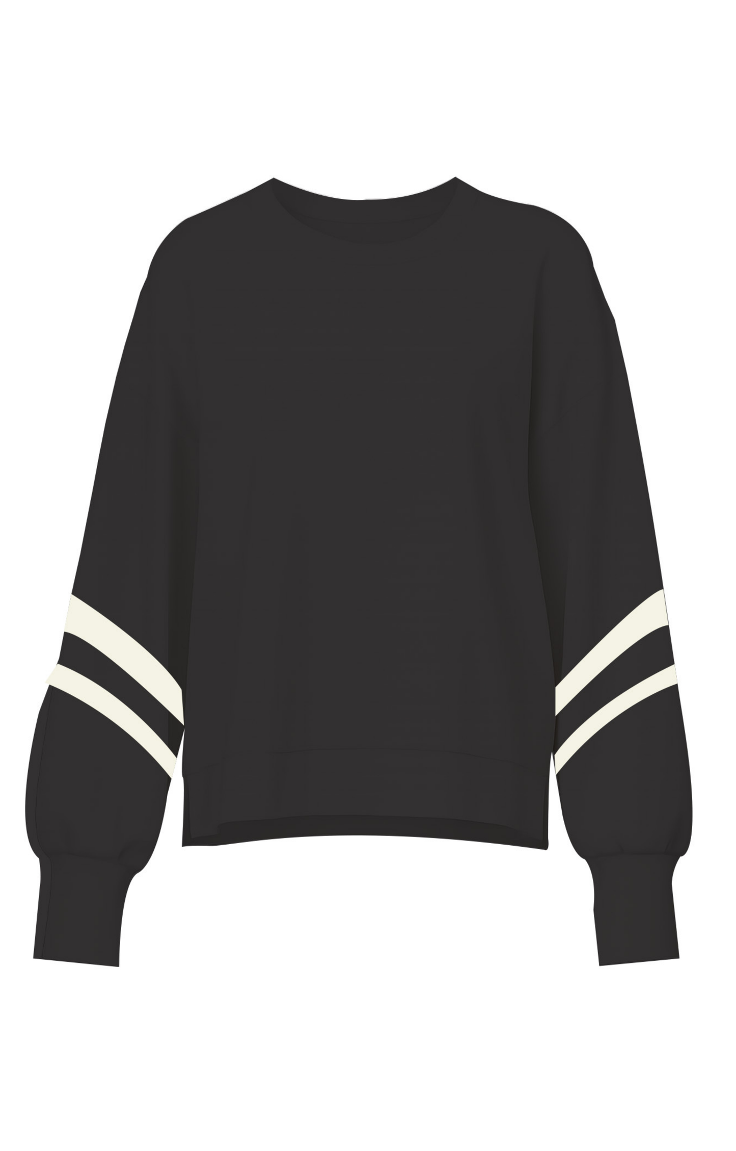 Black Striped Split Sleeve Pullover Sweatshirt