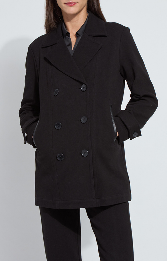 Black Textured Peacoat