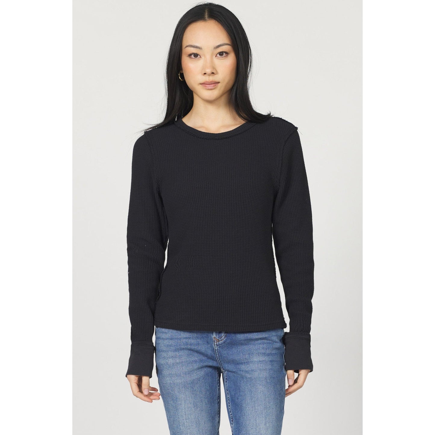 Black Waffle Long Sleeve Shirt