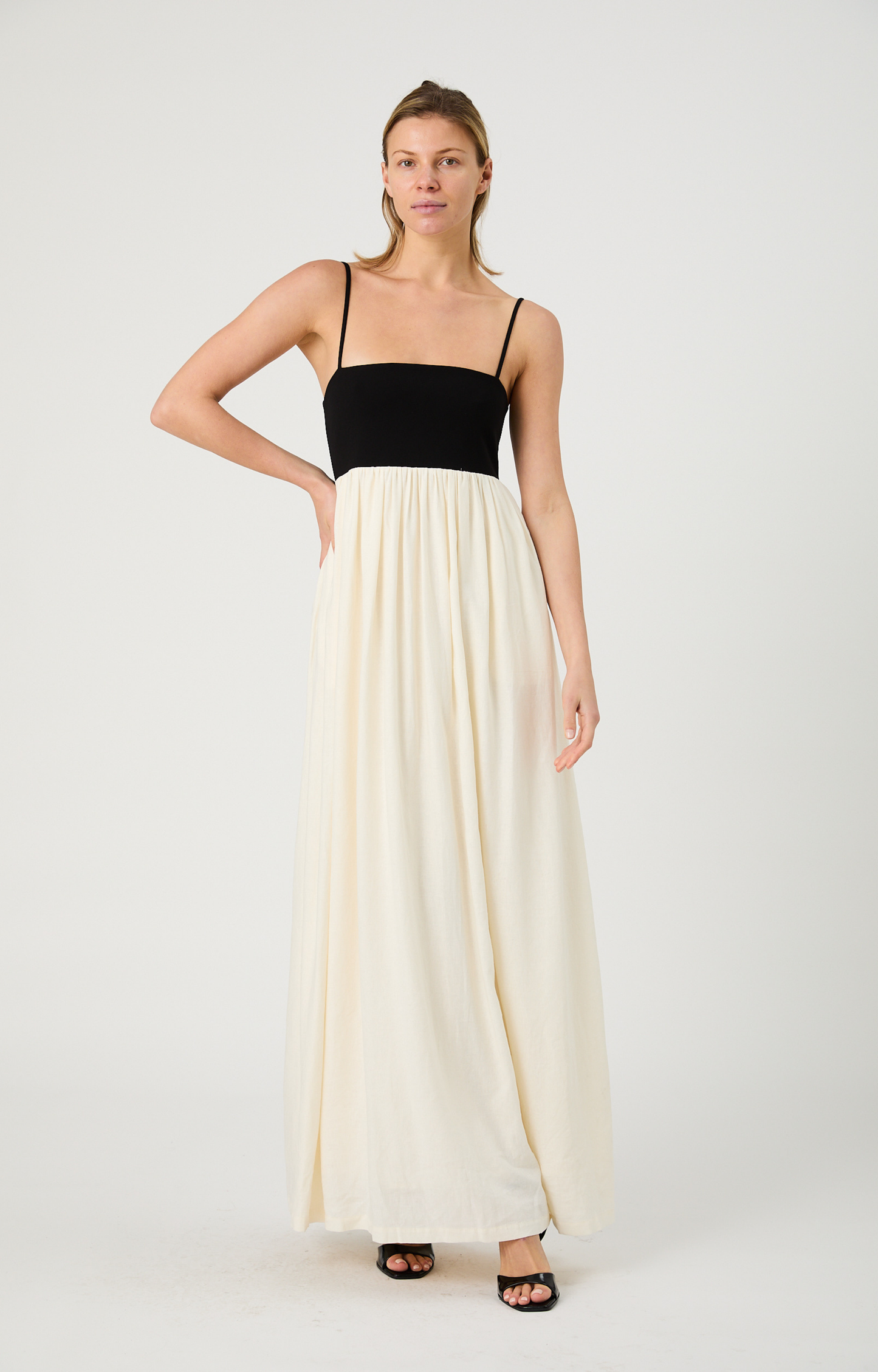 Black/Cream Combo Maxi Dress