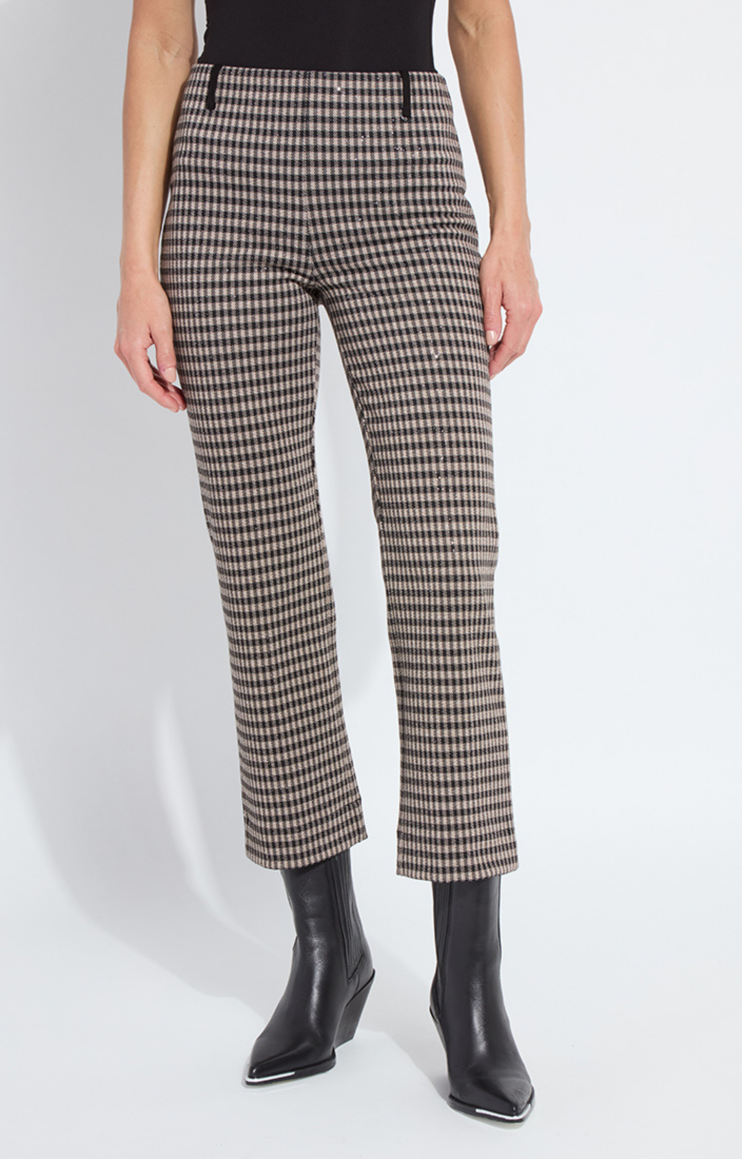 Black/Tan Check Bootcut Pants