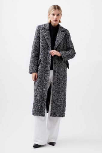 Black/White Herringbone Coat