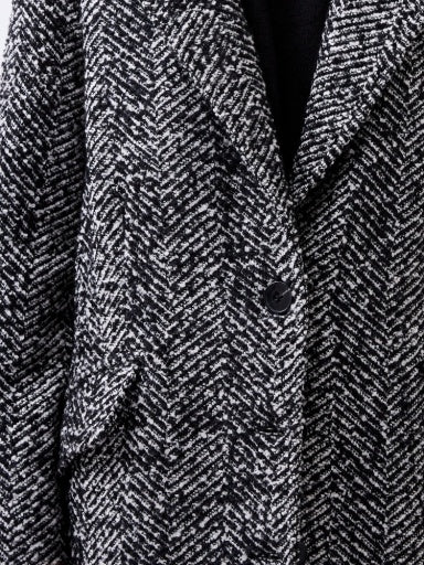 Black/White Herringbone Coat