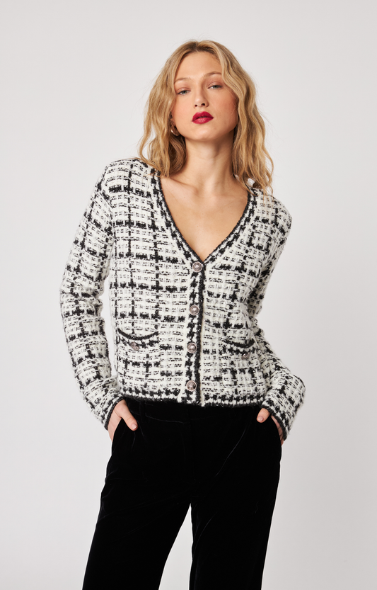 Black/White Tweed Cardigan