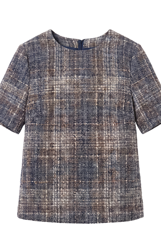 Blue/Grey Tweed Top