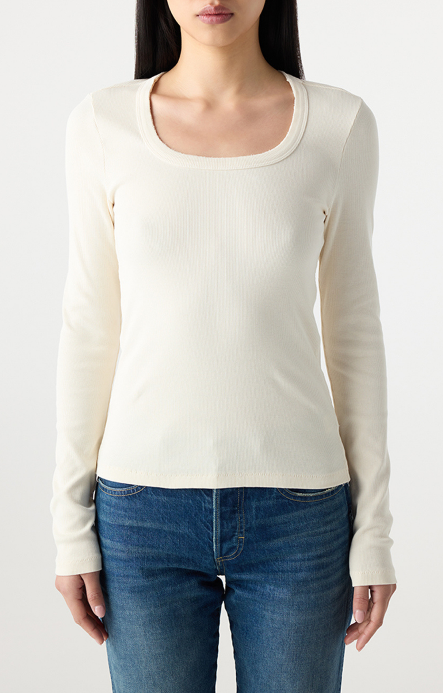 Bone Square Neck Long Sleeve