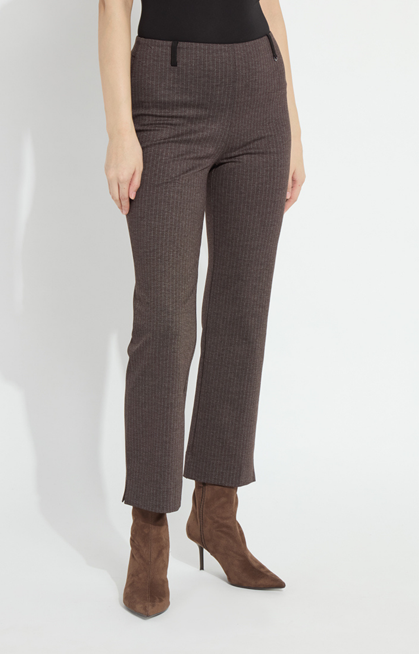 Brown Pinstripe Bootcut Pant