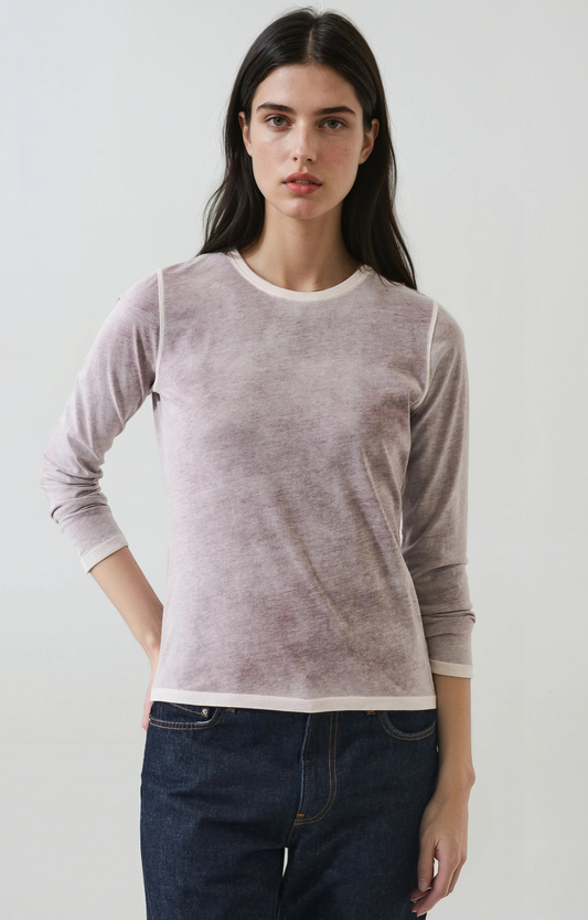 Brown Reverse Spray Long Sleeve T-Shirt