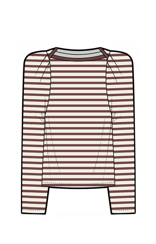 Brown Stripe Envelope Long Sleeve Shirt