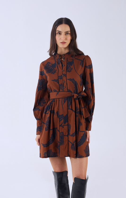 Brown/Noir Bloom Mini Dress