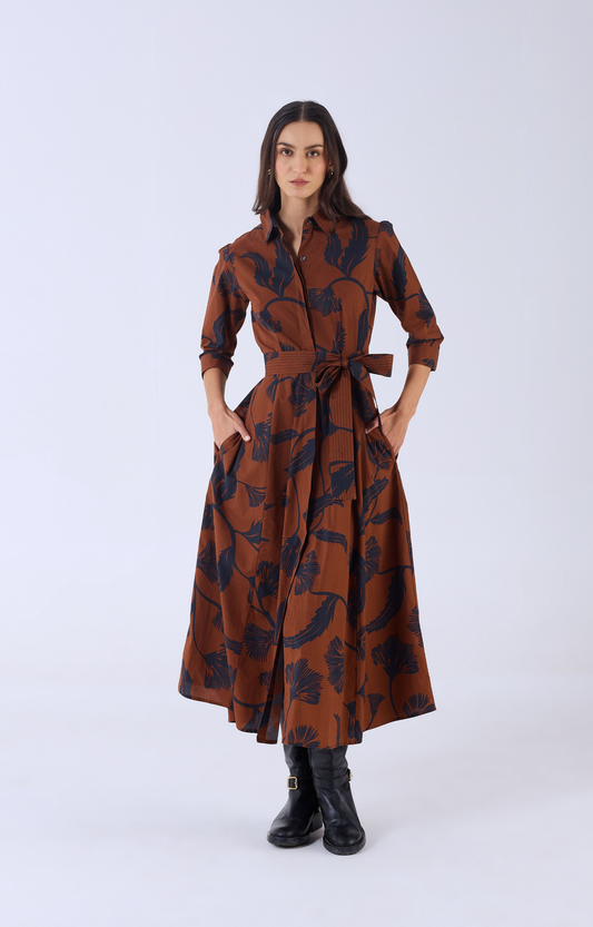 Brown/Noir Bloom Shirt Dress